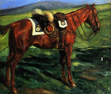 Bepacktes Kürassierpferd Artwork by Wilhelm Trübner