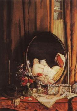 Intimate Reflection in the Mirror on the Dressing Table Artwork by Konstantin Somov