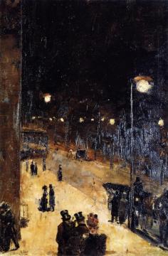 Berlin Street At Night Artwork by Lesser Ury