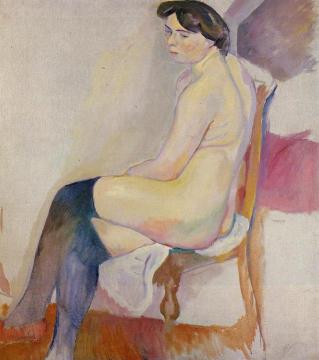 Seated Nude with Black Stockings Artwork by Jules Pascin