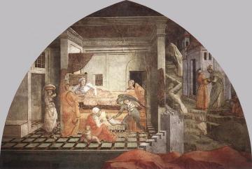St Stephen is Born and Replaced by Another Child Artwork by Fra Filippo Lippi