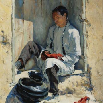 The Red Moccasins Artwork by Walter Ufer
