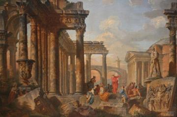 Roman Ruins with a Prophet Artwork by Giovanni Paolo Pannini
