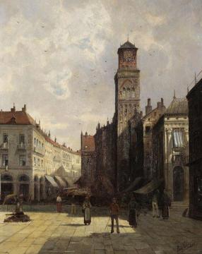 Fictitious View Of An Italian Town Artwork by August von Siegen