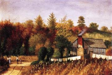 Autumn Scene In North Carolina With Cabin, Wash Line, And Cornfield Artwork by William Aiken Walker