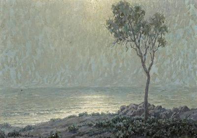 Lone Tree Along The Moonlit Coast Artwork by Granville Redmond
