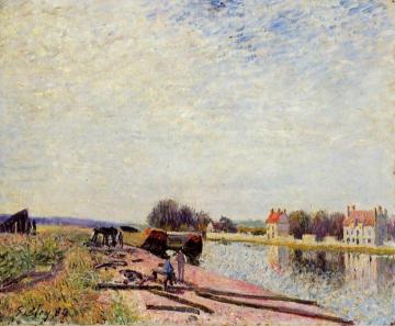 Barges on the Loing, Saint-Mammes Artwork by Alfred Sisley