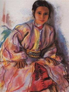 Girl in Pink Artwork by Zinaida Serebriakova