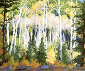 Aspens At Hondo Artwork by Joseph Henry Sharp