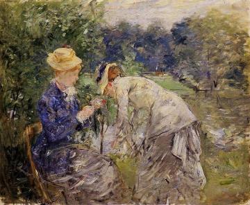 Woman Picking Flowers Artwork by Berthe Morisot