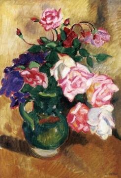Bouquet Of Roses In A Green Pitcher Artwork by Louis Valtat