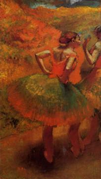 Two Dancers in Green Skirts, Landscape Scenery Artwork by Edgar Degas