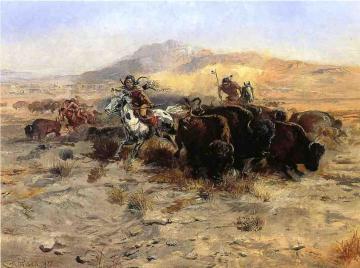 Buffalo Hunt Artwork by Charles Marion Russell