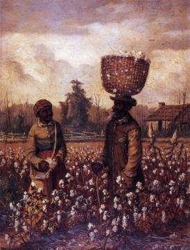 Negro Man And Woman In Cotton Field With Cabin Artwork by William Aiken Walker