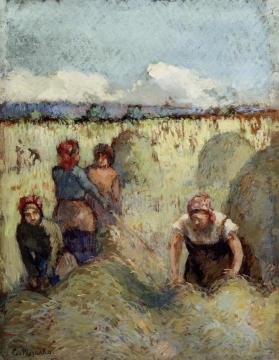 Haymaking Artwork by Camille Pissarro