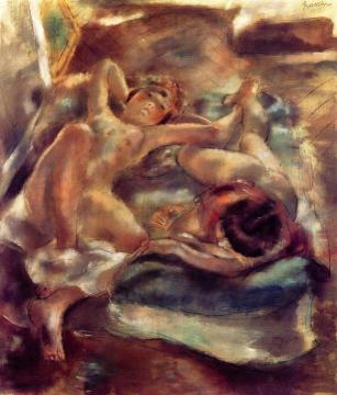 Two Reclining Nudes Artwork by Jules Pascin