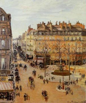 Rue Saint Honore: Sun Effect, Afternoon Artwork by Camille Pissarro