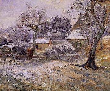 Snow at Montfoucault Artwork by Camille Pissarro