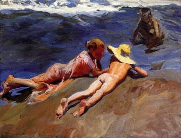 On The Sand, Valencia Beach Artwork by Joaquin Sorolla y Bastida