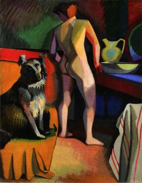 Woman With Dog Artwork by Auguste Herbin