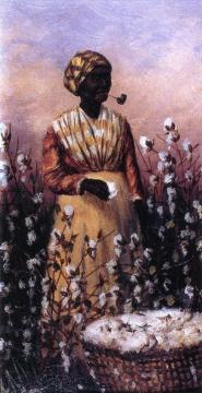 Negro Woman Smoking Pipe And Picking Cotton Artwork by William Aiken Walker