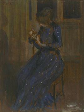 Girl In A Blue Dress Artwork by Philip Wilson Steer