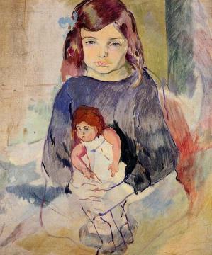 Young Girl with a Doll Artwork by Jules Pascin