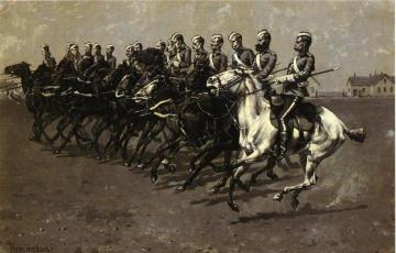 The Canadian Mounted Police on a "Musical Ride' - "Charge" Artwork by Frederic Remington