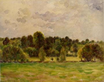 Eragny, Twilight Artwork by Camille Pissarro