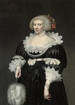 Portrait of a Lady with a White Fan Artwork by Jan Anthonisz van Ravesteyn