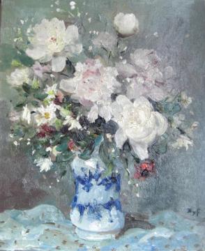 White Roses, Poppies And Daisies Artwork by Marcel Dyf