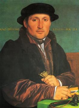 Unknown Young Man At His Office Desk Artwork by Hans Holbein the Younger