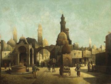 Figures Outside A Egyptian Town Artwork by August von Siegen