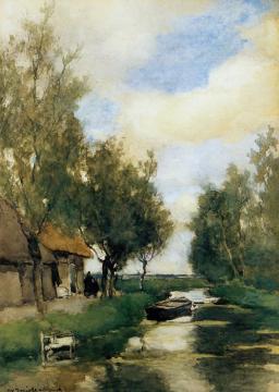 Farm On Polder Canal Artwork by Johan Hendrik Weissenbruch