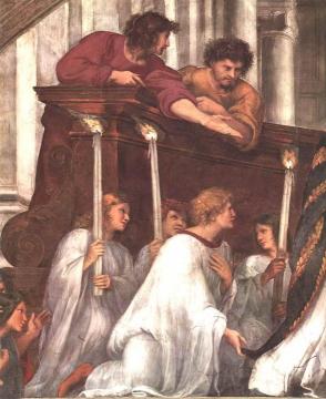 The Mass at Bolsena (detail 1) (Stanza di Eliodoro) Artwork by Raphael