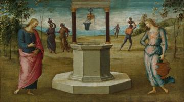 Christ And The Woman Of Samaria Artwork by Pietro Perugino