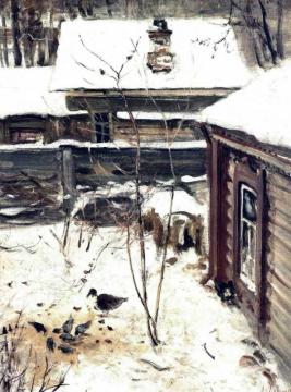 Yard. Winter Artwork by Alexei Kondratevich Savrasov