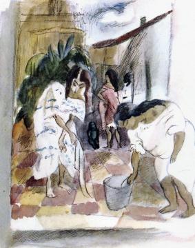 Women Washing the Floor Artwork by Jules Pascin