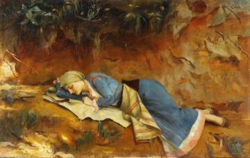Resting Greek Girl Artwork by Theodoros Ralli