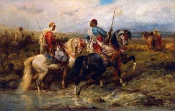Fording a Stream Artwork by Adolf Christian Schreyer