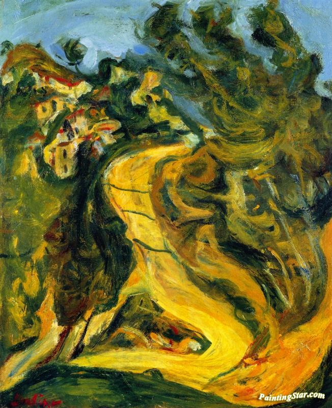 Landscape With Ascending Road Artwork by Chaim Soutine