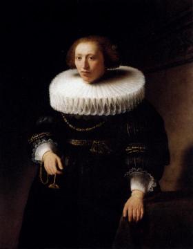 Portrait of a Standing Woman Artwork by Rembrandt van Rijn