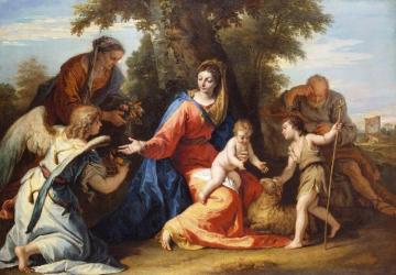 The Holy Family with Saint Elizabeth, Saint John the Baptist and an Angel Artwork by Sebastiano Ricci