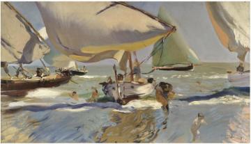 Boats on the beach Artwork by Joaquin Sorolla y Bastida
