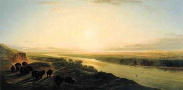 A Herd Of Bison Crossing The Missouri River Artwork by William Jacob Hays