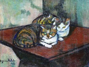 Two Cats Artwork by Suzanne Valadon