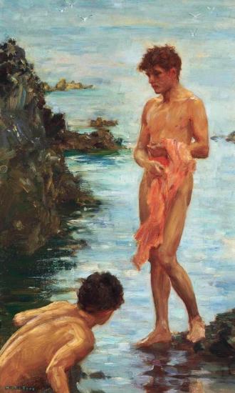 Variant On A Bathing Group Artwork by Henry Scott Tuke