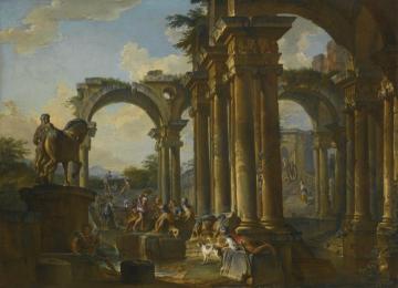 Architectural Capriccio with Figures Artwork by Giovanni Paolo Pannini