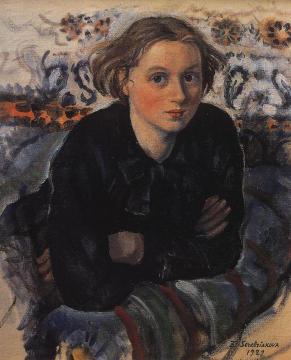 Portrait of Daughter Katya Artwork by Zinaida Serebriakova