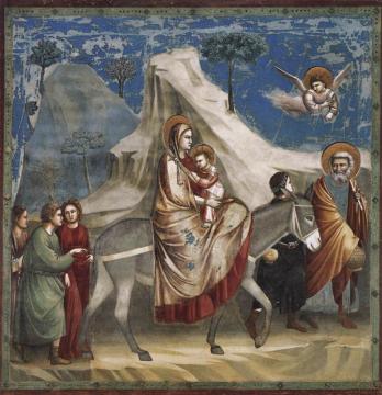 Scenes From The Life Of Christ: 4. Flight Into Egypt (cappella Scrovegni (arena Chapel), Padua) Artwork by Giotto di Bondone